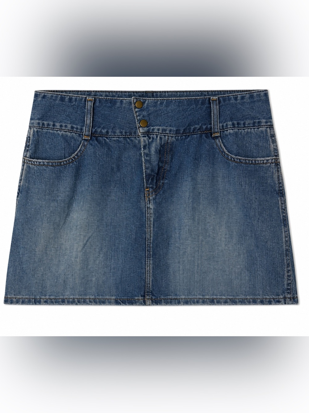 Vintage American Eagle Y2K Assymetrical Double Button Denim Mini Skirt- 8